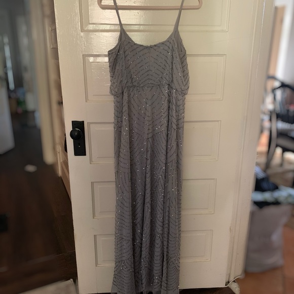Grey Beaded Adrianna Papell Bridesmaid Dress - Picture 2 of 6